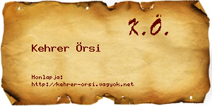 Kehrer Örsi névjegykártya